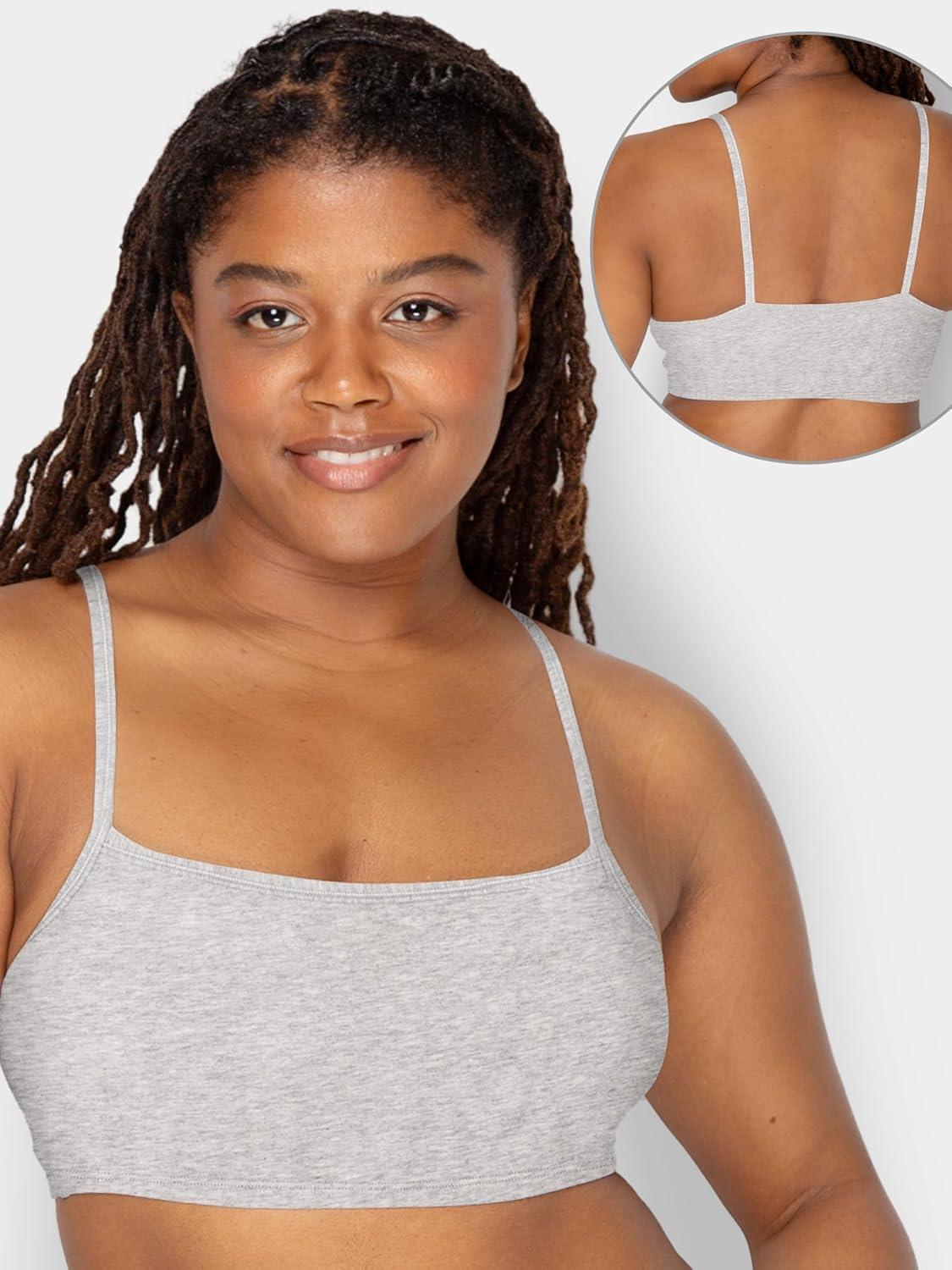 imageFruit of The Loom Womens Spaghetti Strap Cotton Pullover Sports Bra Value PackBlackWhiteWhiteHeather Grey 4pack