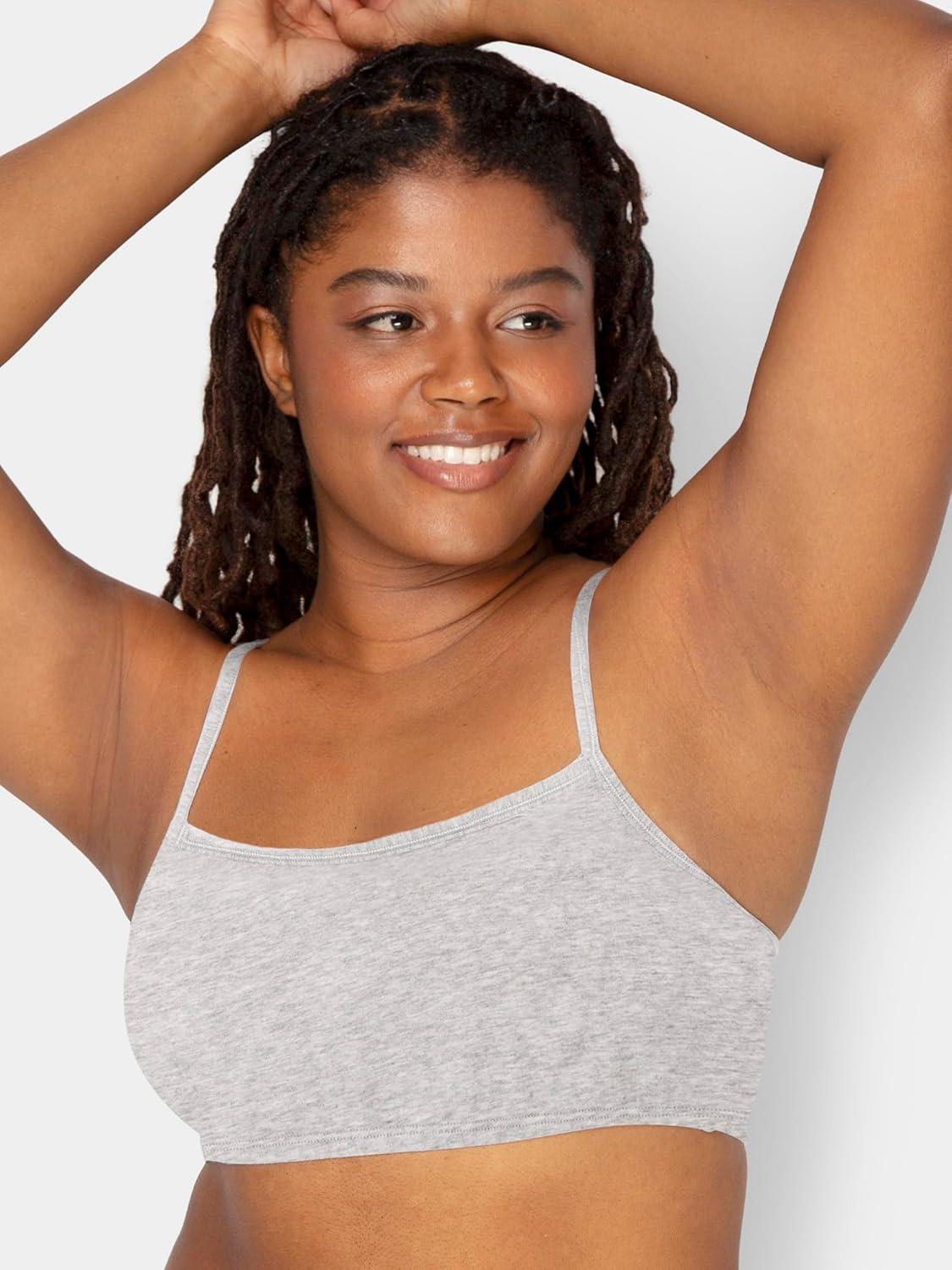 imageFruit of The Loom Womens Spaghetti Strap Cotton Pullover Sports Bra Value PackHeather GreyHeather GreyWhiteWhiteHeather BlueHeather Blue