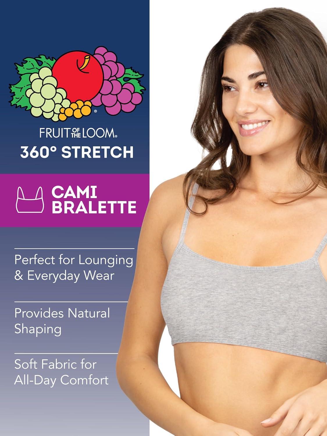 imageFruit of The Loom Womens Spaghetti Strap Cotton Pullover Sports Bra Value PackHeather GreyWhiteWhiteBlue Heather 4pack