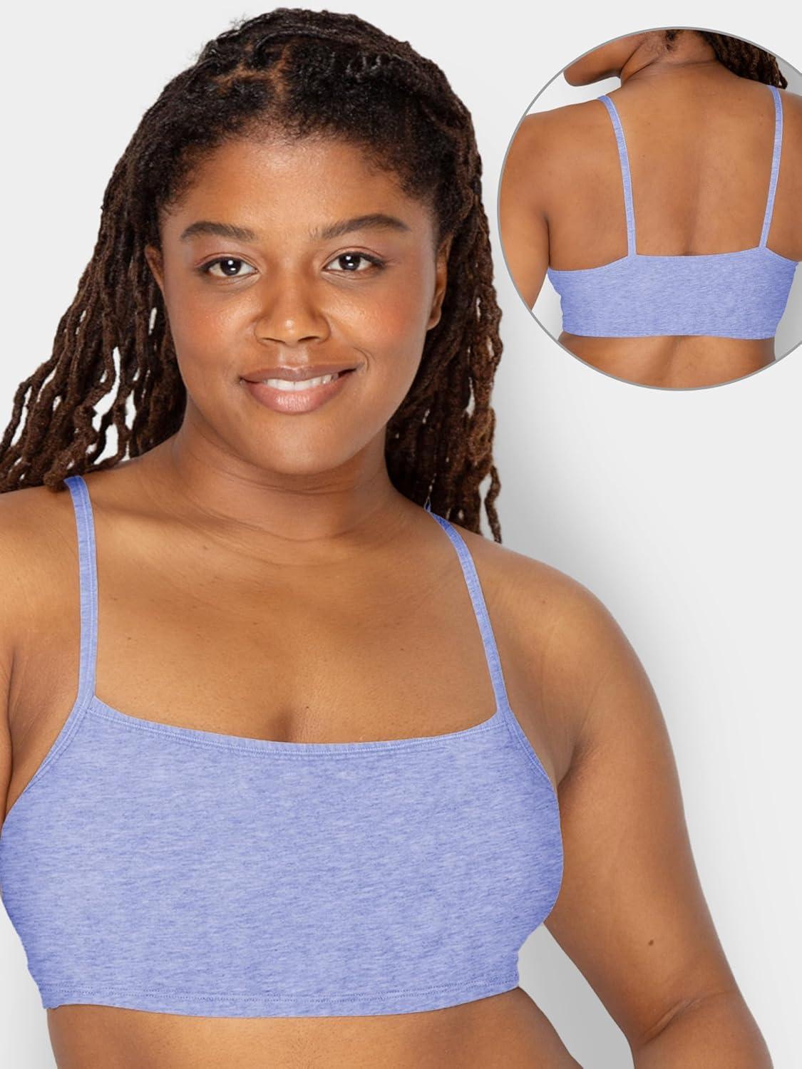 imageFruit of The Loom Womens Spaghetti Strap Cotton Pullover Sports Bra Value PackHeather GreyWhiteWhiteBlue Heather 4pack