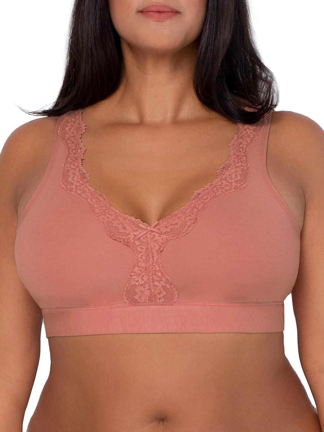 imageFruit of the Loom Womens 2Pack Full Coverage Wireless Cotton Bra  Soft ampamp Everyday ComfortDesert DuskOlive Night