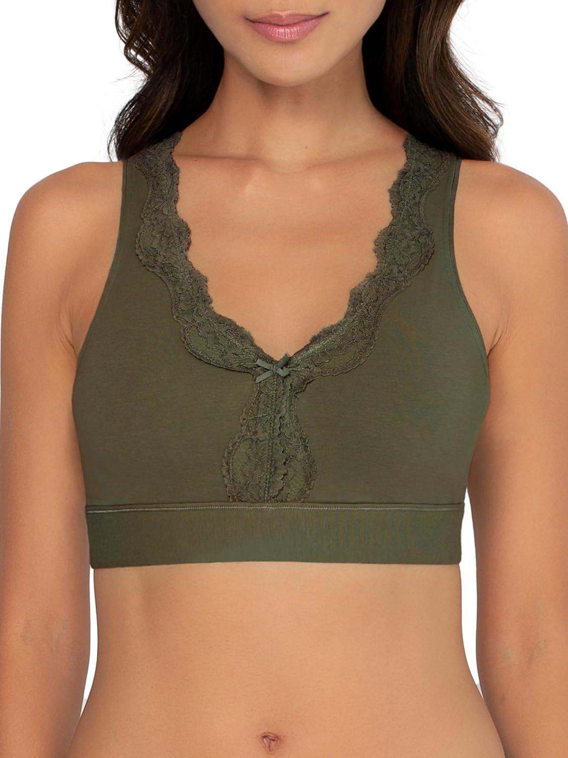 imageFruit of the Loom Womens 2Pack Full Coverage Wireless Cotton Bra  Soft ampamp Everyday ComfortDesert DuskOlive Night