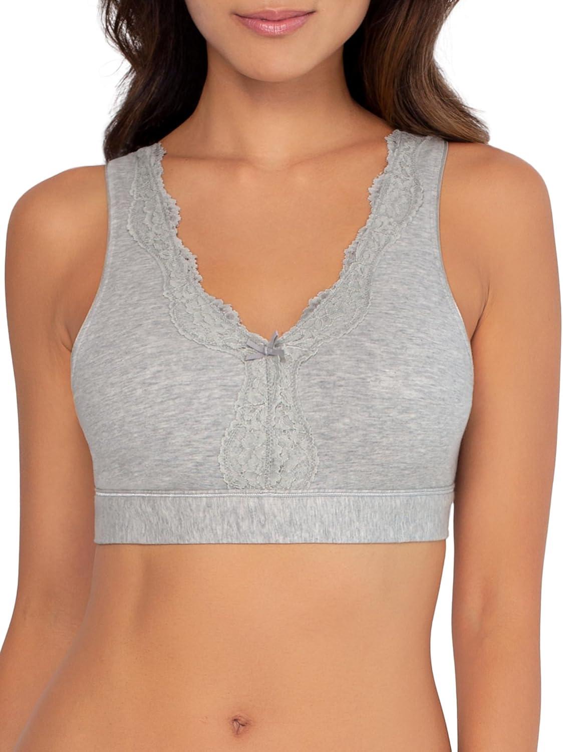 imageFruit of the Loom Womens 2Pack Full Coverage Wireless Cotton Bra  Soft ampamp Everyday ComfortGrey HeatherBlack Hue