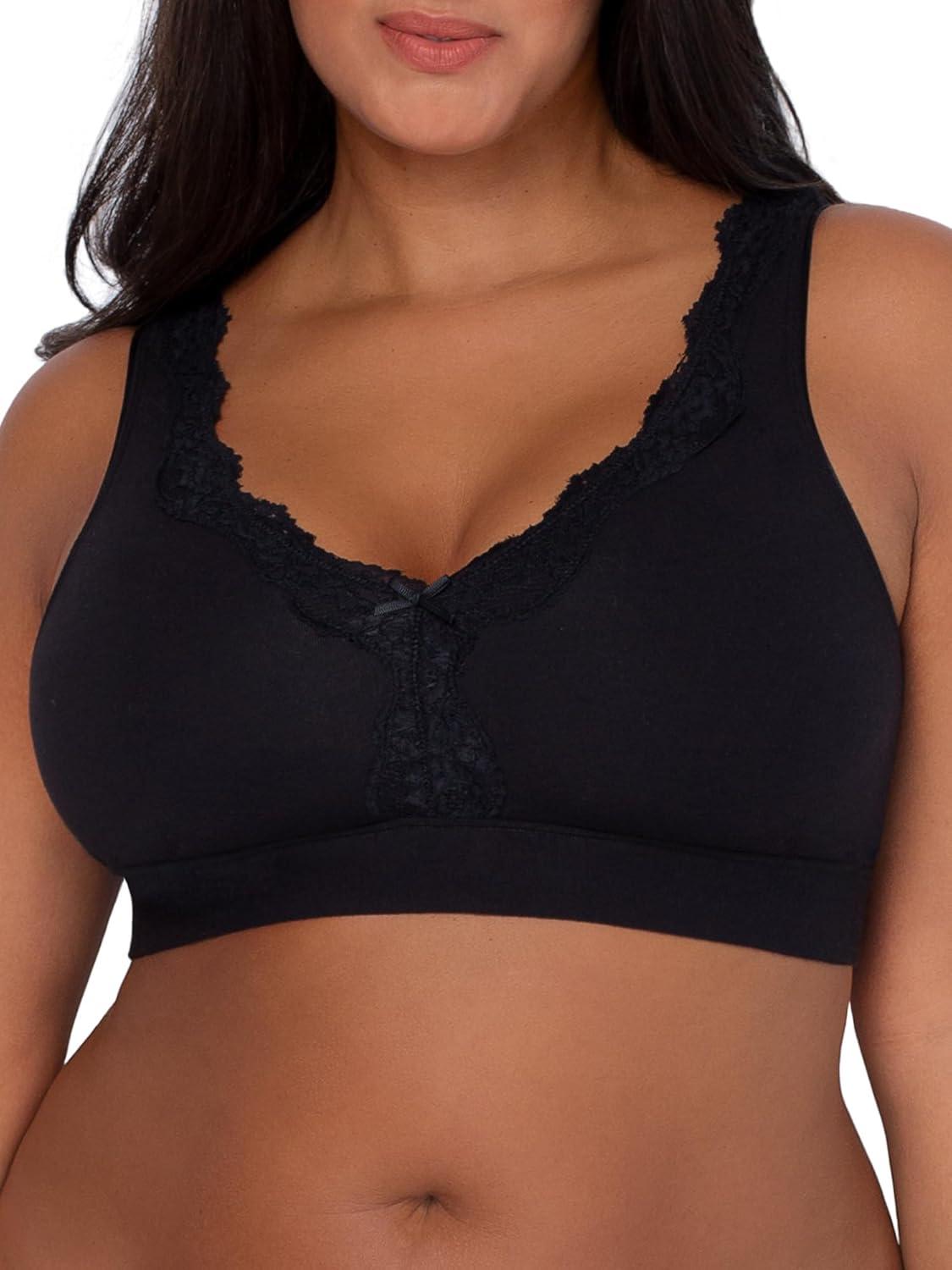 imageFruit of the Loom Womens 2Pack Full Coverage Wireless Cotton Bra  Soft ampamp Everyday ComfortGrey HeatherBlack Hue