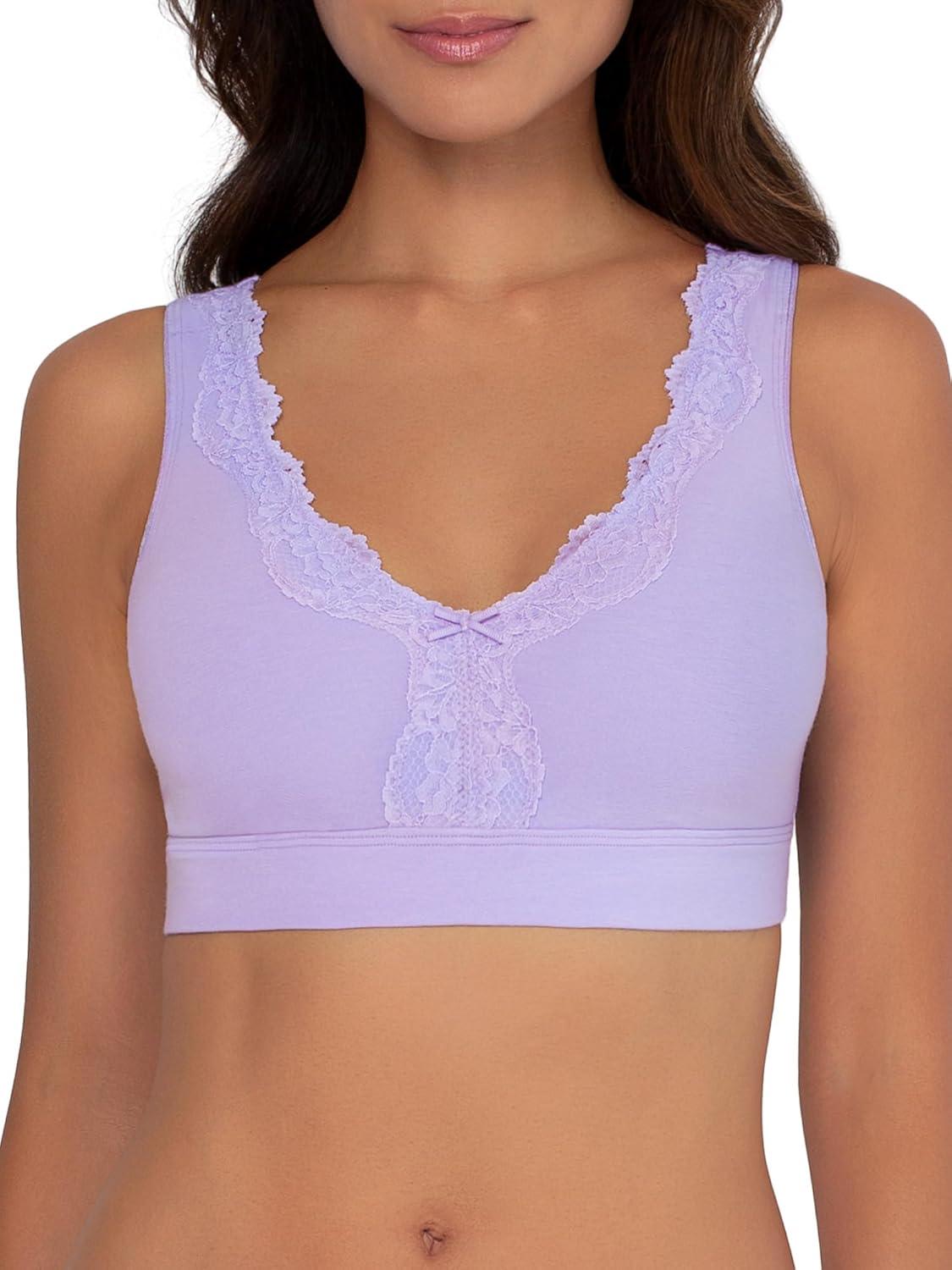 imageFruit of the Loom Womens 2Pack Full Coverage Wireless Cotton Bra  Soft ampamp Everyday ComfortLilac WhisperGrey Heather
