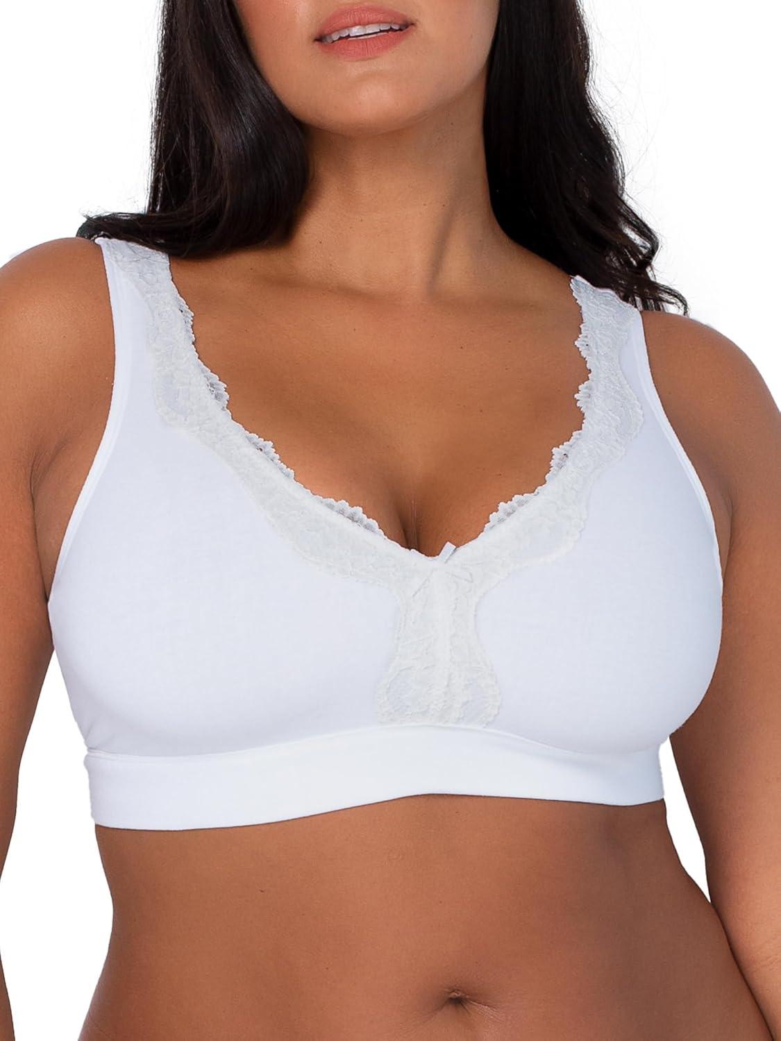 imageFruit of the Loom Womens 2Pack Full Coverage Wireless Cotton Bra  Soft ampamp Everyday ComfortWhiteGrey Heather