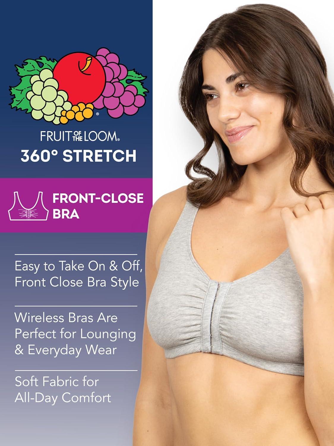 imageFruit of the Loom Womens MultiPack Front Closure Cotton BraBlack HueHeather Grey 2pack