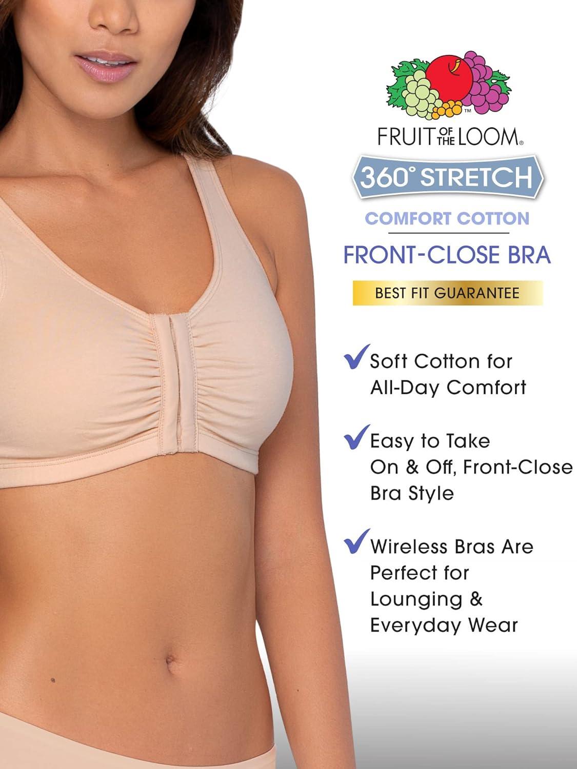 imageFruit of the Loom Womens MultiPack Front Closure Cotton BraBlackBlack