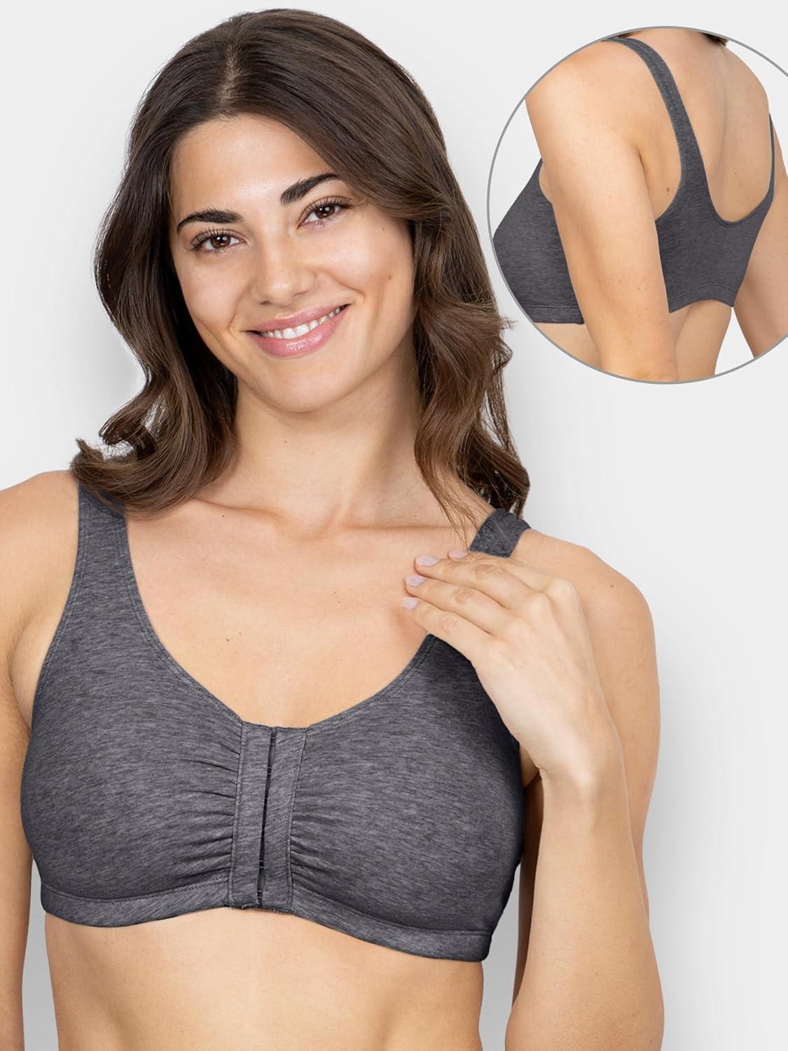 imageFruit of the Loom Womens MultiPack Front Closure Cotton BraBlushing RoseCharcoal Heather 2pack