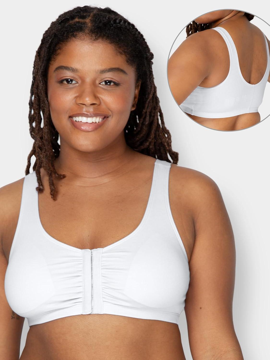 imageFruit of the Loom Womens MultiPack Front Closure Cotton BraWhiteBlushing Rose 2pack
