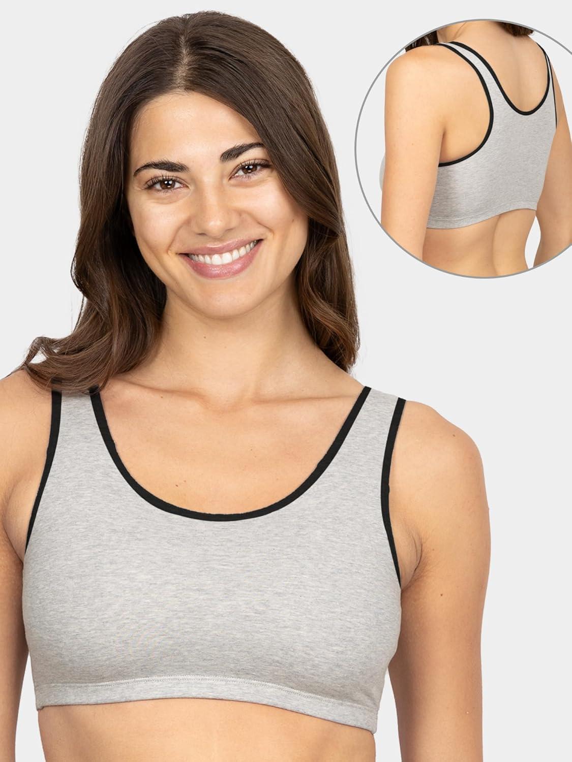 imageFruit of the Loom Womens MultiPack Tank Top Style Sports BraHeather Grey With BlackWhiteBlack
