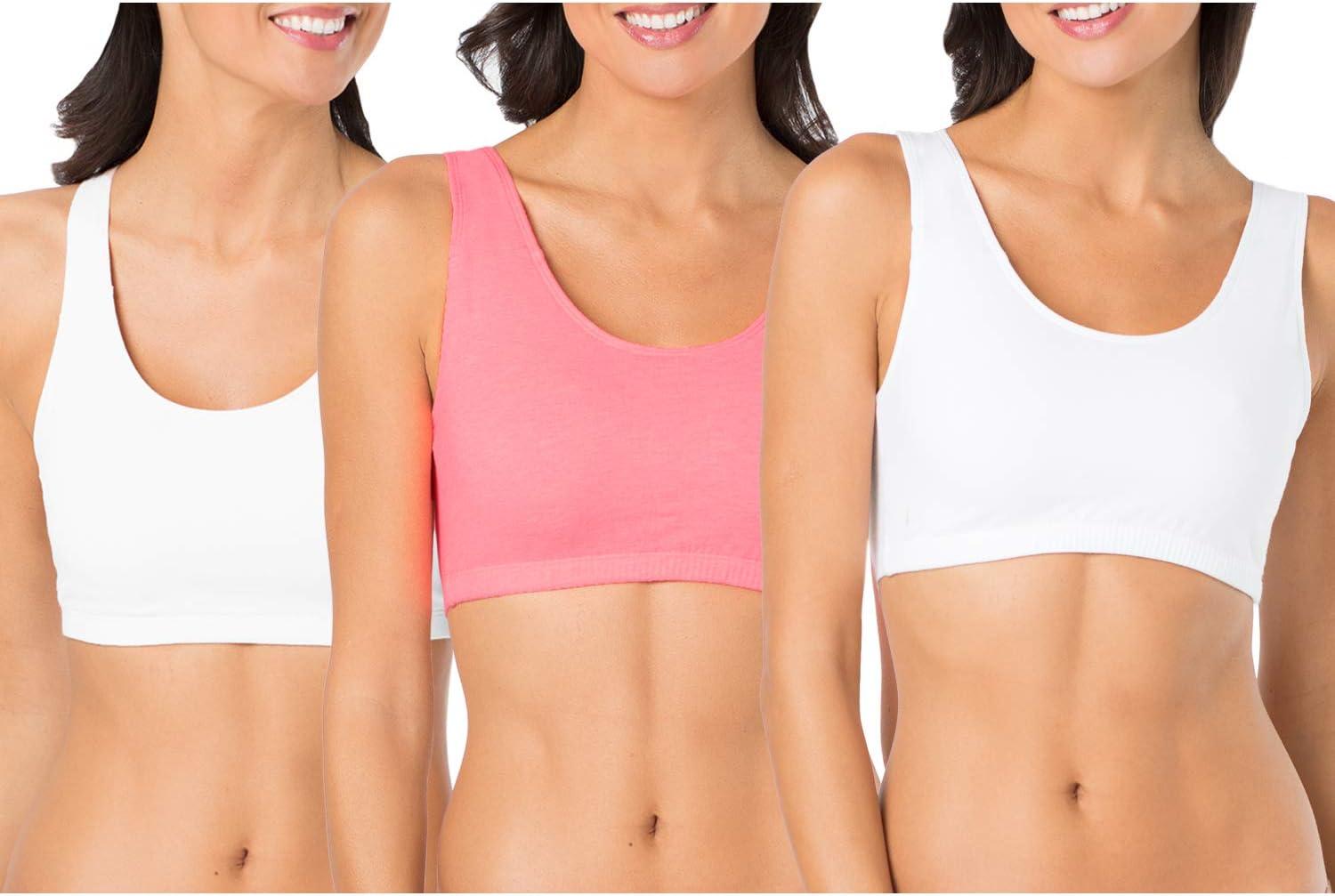 imageFruit of the Loom Womens MultiPack Tank Top Style Sports BraWhiteWhitePopsicle Pink