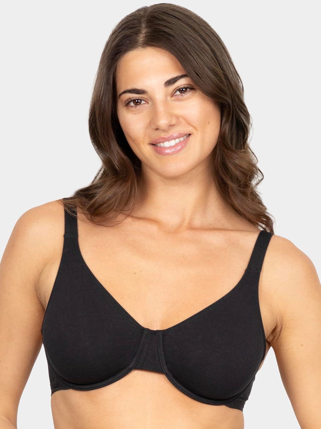 imageFruit of the Loom Womens MultiPack Unlined Underwire Cotton BraBlack HueBlack Hue