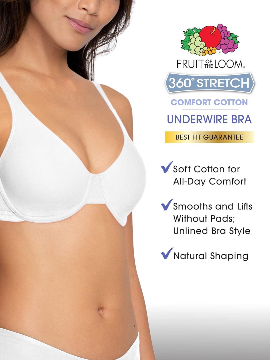 imageFruit of the Loom Womens MultiPack Unlined Underwire Cotton BraDesert DuskGreyLilac Whisper