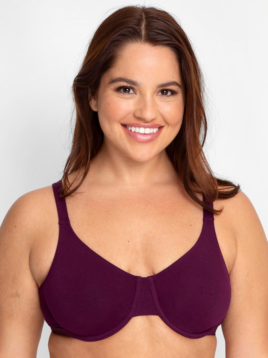 imageFruit of the Loom Womens MultiPack Unlined Underwire Cotton BraPurple VelvetBlushingBlack