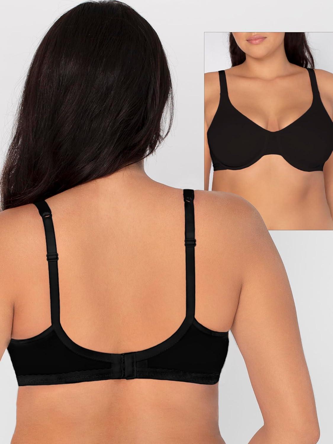 imageFruit of the Loom Womens MultiPack Unlined Underwire Cotton BraPurple VelvetBlushingBlack