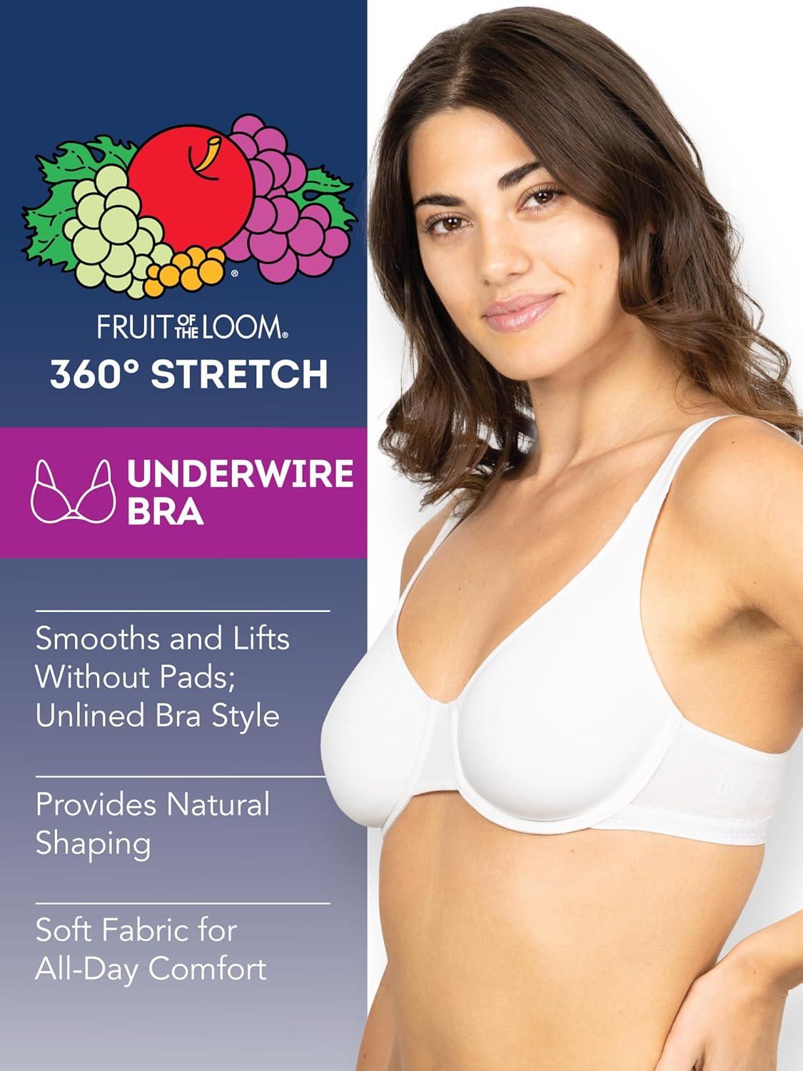 imageFruit of the Loom Womens MultiPack Unlined Underwire Cotton BraWhite 86ck  Sand