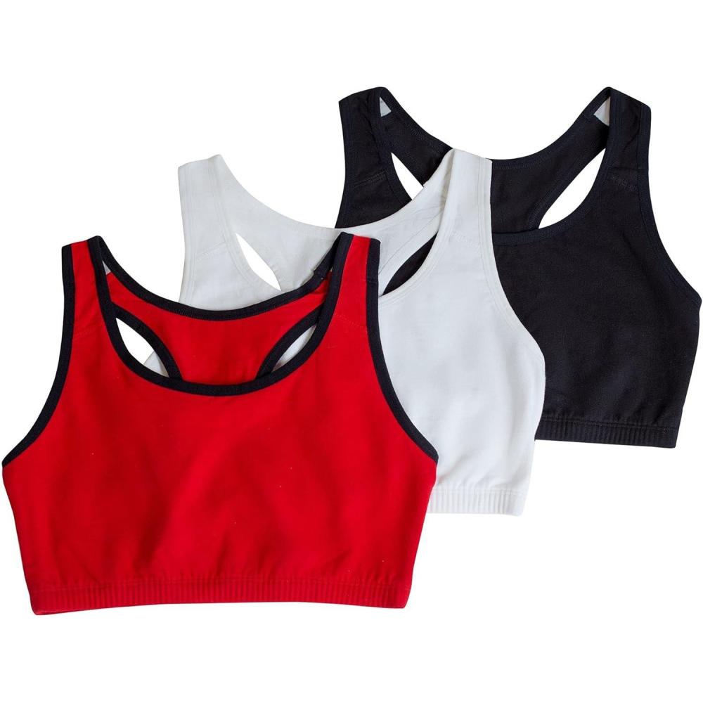 imageFruit of the Loom Womens MultiPack Tank Top Style Sports BraRed Hot With BlackWhiteBlack