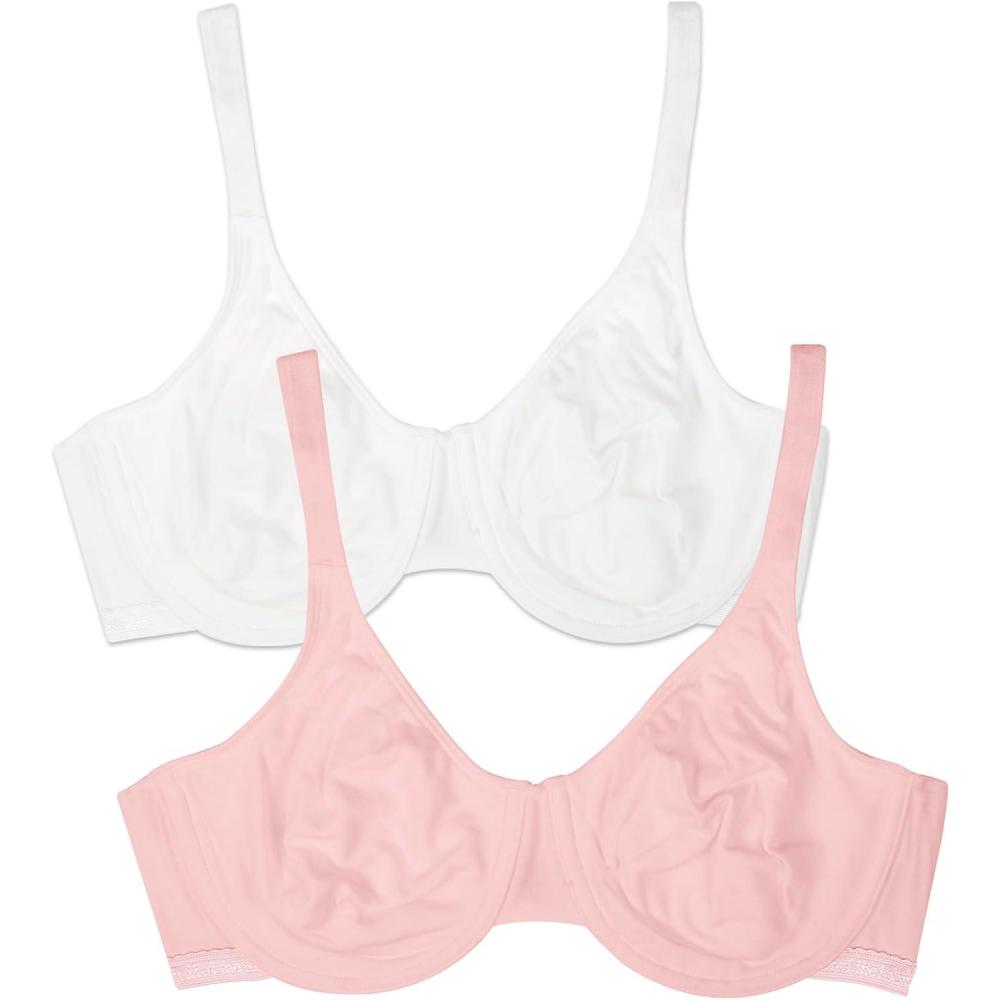 imageFruit of the Loom Womens MultiPack Unlined Underwire Cotton BraBittersweet Pink  White86ck