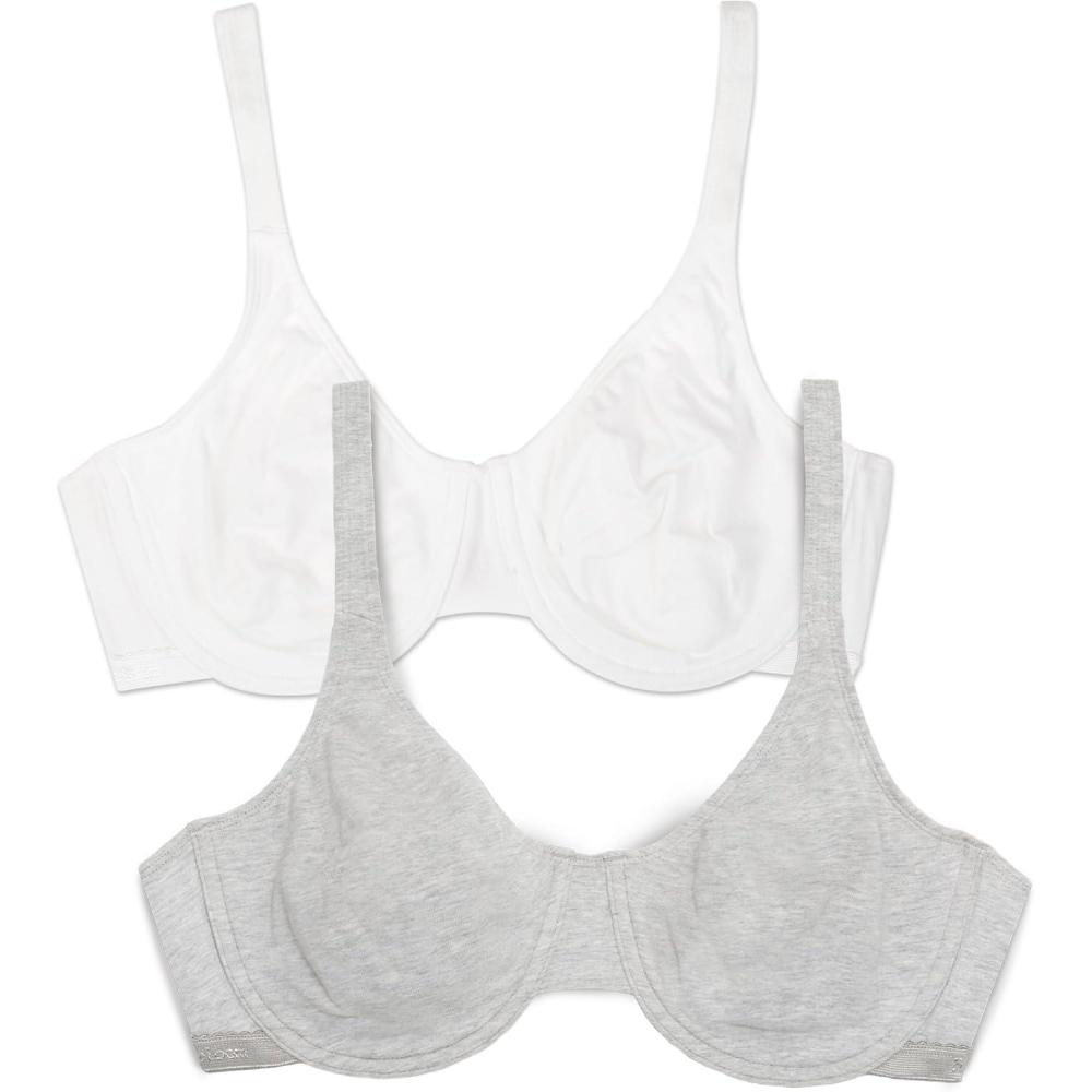 imageFruit of the Loom Womens MultiPack Unlined Underwire Cotton BraHeather Grey White 86ck