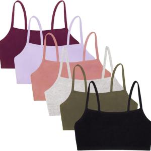 imageFruit of The Loom Womens Spaghetti Strap Cotton Pullover Sports Bra Value PackBlackHeather GreyOlivePurpleLilacDusk