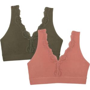 imageFruit of the Loom Womens 2Pack Full Coverage Wireless Cotton Bra  Soft ampamp Everyday ComfortDesert DuskOlive Night
