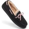 imageFruit of the Loom Womens Moccasin IndoorOutdoor Memory Foam Microsuede Black XLarge SlipperBlack