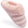 imageFruit of the Loom Womens Slipper Zapatos Cmodos Stripe Feather WFur Cuff Clog Memory FoamBlush