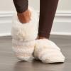 imageFruit of the Loom Womens Slipper Zapatos Cmodos Stripe Feather WFur Cuff Clog Memory FoamIvory