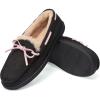 imageFruit of the Loom Womens Moccasin IndoorOutdoor Memory Foam Microsuede Black XLarge SlipperBlack