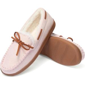 imageFruit of the Loom Womens Moccasin IndoorOutdoor Memory Foam Microsuede Black XLarge SlipperBlush