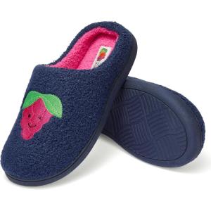 imageFruit of the Loom Womens Slipper Sherpa Grape Design Clog Memory Foam Navy XLargeNavy