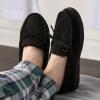 imageFruit of the Loom Mens Moccasin IndoorOutdoor Slipper Memory Foam Sherpa Lined Large BrownBlack