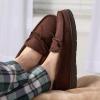 imageFruit of the Loom Mens Moccasin IndoorOutdoor Slipper Memory Foam Sherpa Lined Large BrownBrown