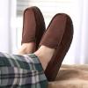 imageFruit of the Loom Mens Moccasin Slippers  Memory Foam Indoor Outdoor House Shoes Cozy Fuzzy Footwear for Men Dad Husband Christmas Gift NonSlip Suede DesignBrown