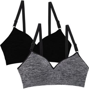 imageFruit of the Loom Womens 2Pack Seamless WireFree PushUp Bra  Soft Comfortable ampamp SupportiveBlack HueCharcoal Heather 2pack