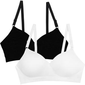 imageFruit of the Loom Womens 2Pack Seamless WireFree PushUp Bra  Soft Comfortable ampamp SupportiveBlack HueWhite 2pack