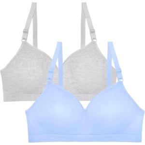 imageFruit of the Loom Womens 2Pack Seamless WireFree PushUp Bra  Soft Comfortable ampamp SupportiveDeja BlueGrey Heather