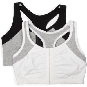 imageFruit of the Loom Womens MultiPack Front Closure Cotton BraWhite With GreyBlack With Grey