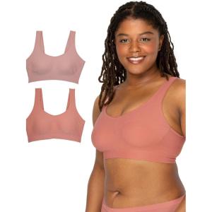 imageFruit of The Loom Womens 2Pack Full Coverage Wireless Bra w Built In Pads  All Day ComfortDesertduskRose Shadow