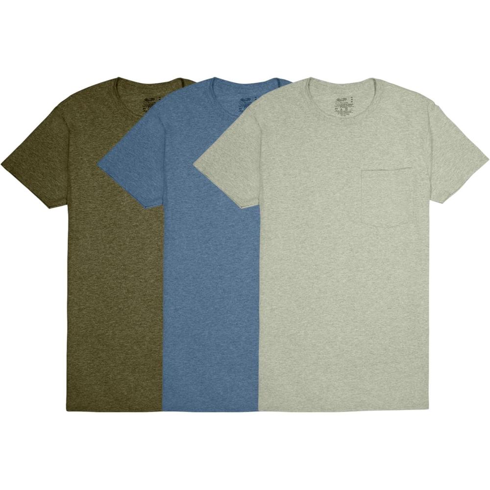 imageFruit of The Loom Mens Pocket Tee Undershirts Moisture Wicking amp Tag Free Short Sleeve Pocket TShirtsAssorted Earth Tones  3 Pack  Pocket