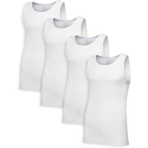 imageFruit of The Loom Mens TagFree Cotton UndershirtsRegular  Tank  4 Pack White