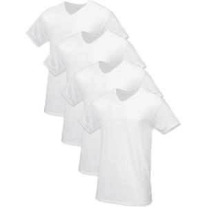 imageFruit of The Loom Mens TagFree Cotton UndershirtsRegular  Vneck  4 Pack White